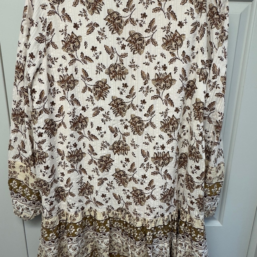 LOFT Women's Floral Tunic - Brown and Cream / Small - Picture 5 of 7